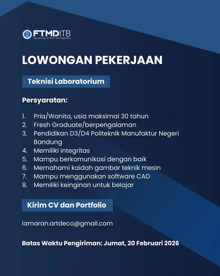 Lowongan Kerja – Teknisi Laboratorium