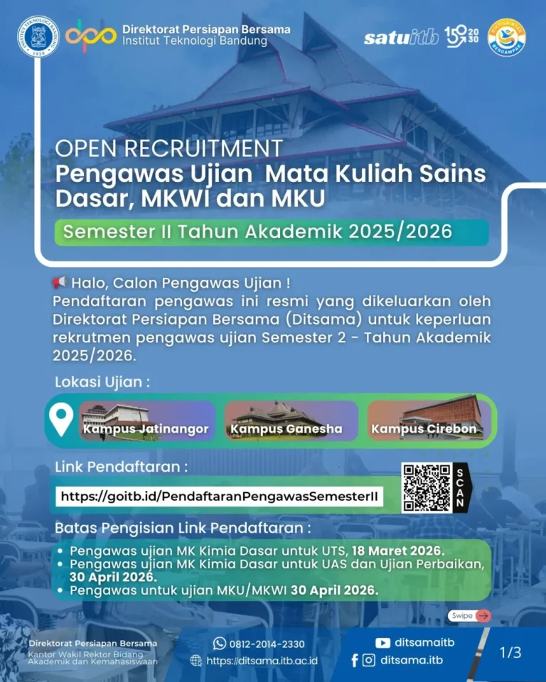RECRUITMENT PENGAWAS UJIAN  MATA KULIAH SAINS DASAR, MKWI DAN MKU