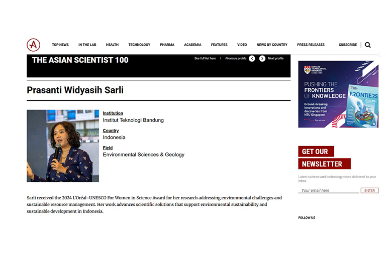 Prasanti W. Sarli Masuk Asian Scientist 100, Bawa Riset Kebencanaan ITB ke Tingkat Asia