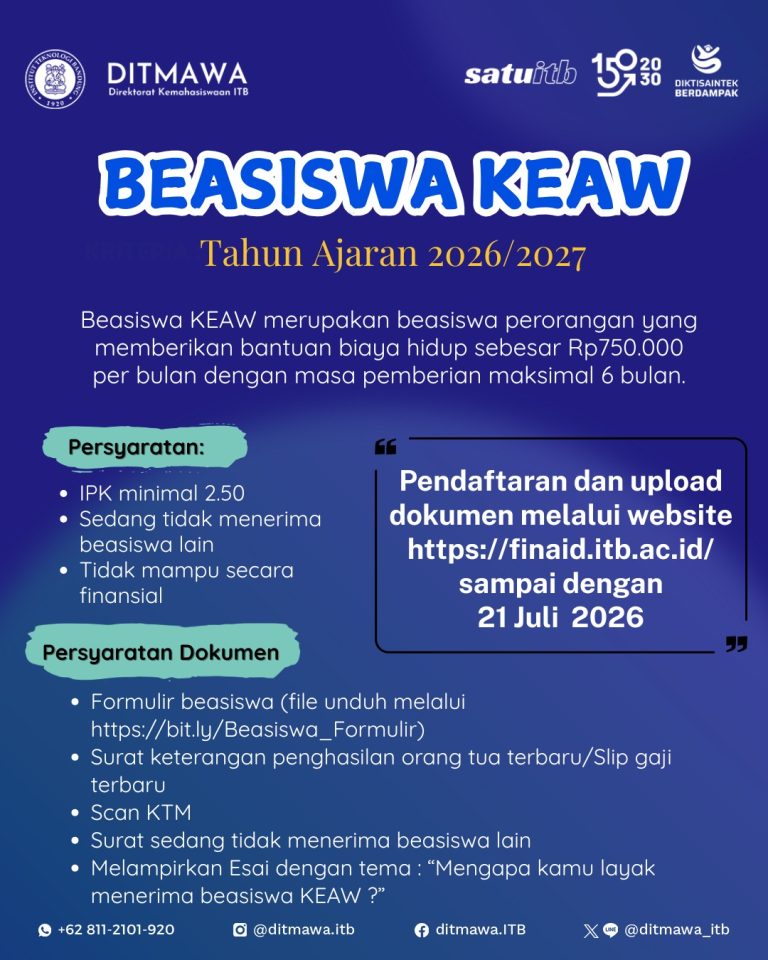 BEASISWA KEAW TAHUN AJARAN 2026/2027 TELAH DIBUKA