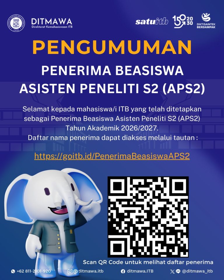 PENGUMUMAN PENERIMA BEASISWA ASISTEN PENELITI S2 (APS2) Tahun Akademik 2026/2027