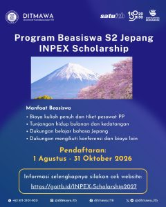 BEASISWA S2 JEPANG: INPEX SCHOLARSHIP 2027 TELAH DIBUKA
