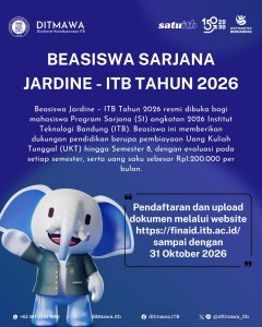 BEASISWA JARDINE – ITB TAHUN 2026 TELAH DIBUKA