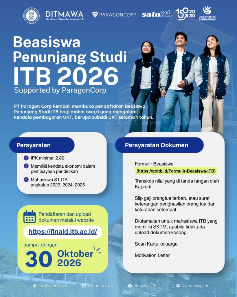 Beasiswa Penunjang Studi ITB 2026